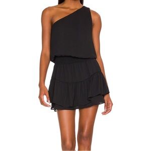 One Shoulder Ruffle Dress in Black